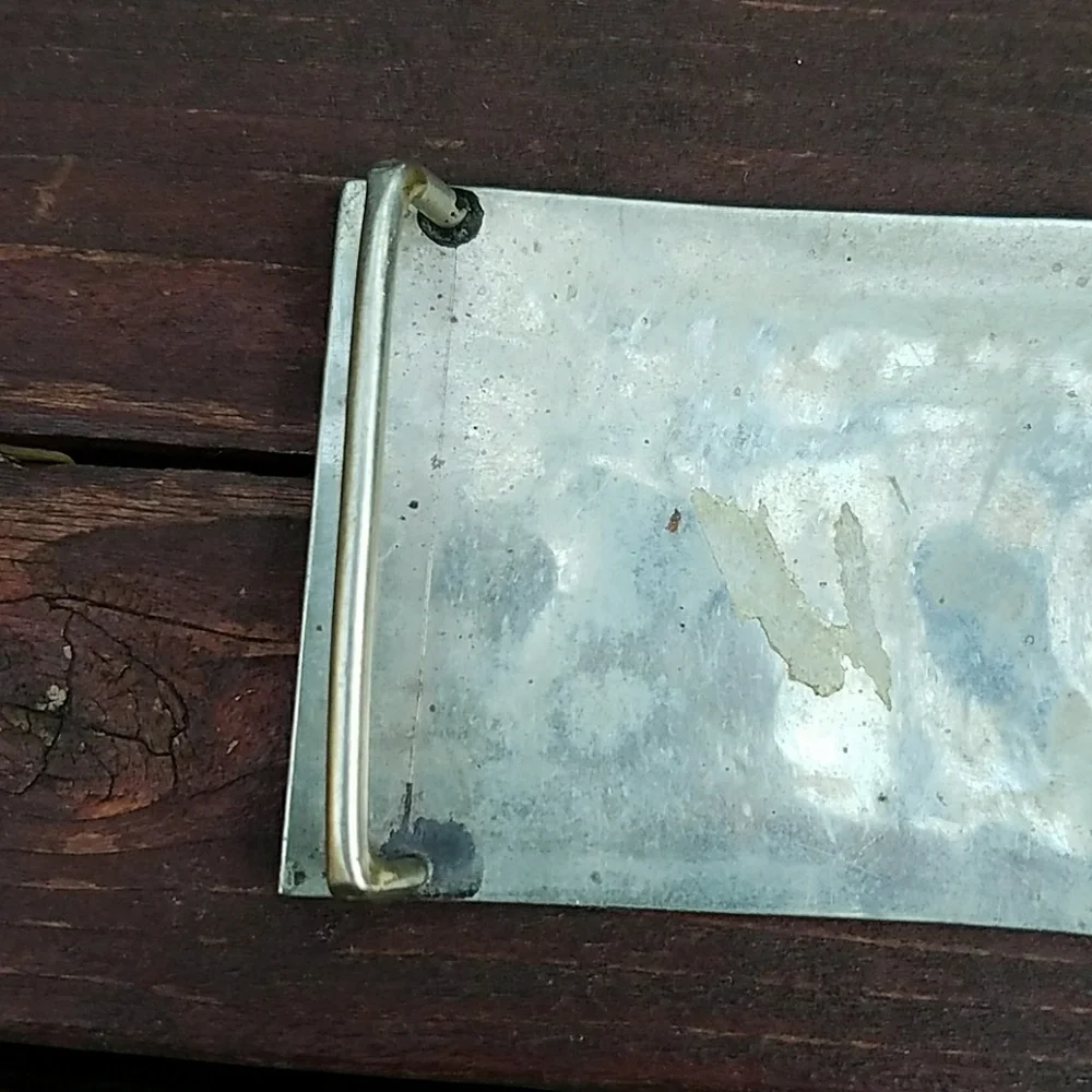 Vintage Silver Belt Buckle W/ Fish & Design
